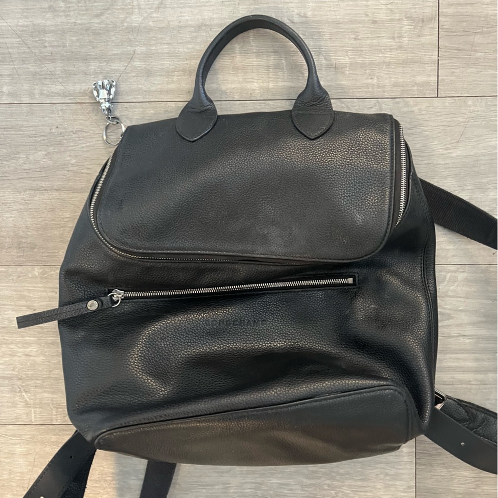 Longchamp Black Leather Backpack